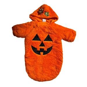Spirit 0-6 Mo Baby Pumpkin Costume One-piece Bright Orange Jack O Lantern